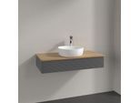 Villeroy und Boch Antao Waschtisch-Unterschrank K09151GK 100x19x50cm, Hahnloch, Waschbeckenplattenfarbe honey oak, anthracite matt lacquer