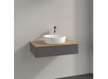Villeroy und Boch Antao Waschtisch-Unterschrank K08051GK 80x19x50cm, Hahnloch, Waschbeckenplattenfarbe honey oak, anthracite matt lacquer