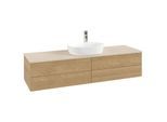 Villeroy und Boch Antao Waschtisch-Unterschrank L25153HN 160x36x50cm, Hahnlochbohrung, Waschbeckenplattenfarbe botticino, honey oak