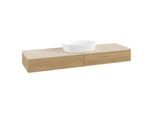 Villeroy und Boch Antao Waschtisch-Unterschrank L14113HN mit Beleuchtung mit Struktur, 160x19x50cm, Waschbeckenplattenfarbe botticino, honey oak