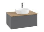 Villeroy und Boch Antao Waschtisch-Unterschrank K30151GK 80x36x50cm, Hahnloch, Waschbeckenplattenfarbe honey oak, anthracite matt lacquer