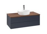 Villeroy und Boch Antao Waschtisch-Unterschrank K20052HG 100x36x50cm, Hahnloch, Waschbeckenplattenfarbe warm walnut, midnight blue matt lacquer