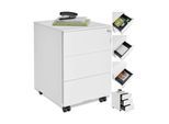 tectake® Aktenrollschrank, aus pulverbeschichtetem Stahl, herausnehmbarer Einsatz für Büroutensilien, 39 x 45 x 55 cm