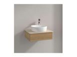 Villeroy und Boch Antao Waschtisch-Unterschrank L07013HN mit Beleuchtung, 1 Auszug, 600 x 190 x 500 mm, Front ohne Struktur, Honey Oak / Botticino
