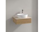 Villeroy und Boch Antao Waschtisch-Unterschrank K07053HN 60x19x50cm, Hahnloch, Waschbeckenplattenfarbe botticino, honey oak