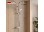 CARLDIX Duschsystem mit Thermostat 71000101-00 Aufputz, Komplettset, Kopfbrause 230 mm, Chrom