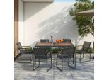 Beldano , Grau, Naturfarben, Dunkelgrau , Metall, Kunststoff, Textil , 53x160x82 cm , Gartenmöbel, Gartenmöbel-Sets, Gartengarnituren