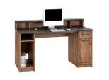 Möbelix , Grau, Eichefarben , Holzwerkstoff , 1 Schublade(n) Schubladen , formgebogen , 150x91x68 cm , Regal , Büromöbel, Schreibtische, Schreibtische