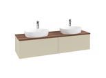 Villeroy und Boch Antao Waschtisch-Unterschrank K39052HJ 160x36x50cm, Hahnlochbohrung, Waschbeckenplattenfarbe warm walnut, silk grey matt lacquer