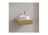 Villeroy und Boch Antao Waschtisch-Unterschrank L07113HN mit Beleuchtung, 1 Auszug, 600 x 190 x 500 mm, Front mit Struktur, Honey Oak / Botticino