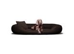 Tierlando ® Orthopädisches Hundebett Sammy VISCO | Kunstleder - High-Tech-Velours braun 1,4 m, 30 cm, 1,05 m