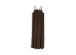 TOM TAILOR DENIM Damen Maxi-Kleid mit Volants, braun, Uni, Gr. M