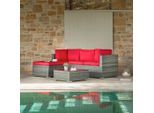 Luca Bessoni , Braun, Rot , Metall, Kunststoff, Glas, Textil , Füllung: Polyetherschaumkern,Polyetherschaumkern , 199x146 cm , geeignet für Balkon , Gartenmöbel, Loungemöbel, Loungegarnituren