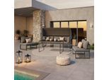 Beldano , Anthrazit , Holz, Metall, Textil , Akazie , massiv , Füllung: Polyester,Polyester , einzeln stellbar , Bsci , Tisch mit Glasplatte , Gartenmöbel, Loungemöbel, Loungegarnituren
