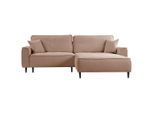 Mid.you , Rosa , Textil , Kiefer , Füllung: Polyurethan (PUR),Polyurethan (Pur) , Ottomane rechts, L-Form , 263x183 cm , Made in EU ,