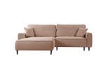Mid.you , Rosa , Textil , Kiefer , Füllung: Polyurethan (PUR),Polyurethan (Pur) , Ottomane links, L-Form , 263x183 cm , Made in EU , Wohnzimmer, Sofas & Couches, Wohnlandschaften, Ecksofas