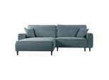 Mid.you , Blau , Textil , Kiefer , Füllung: Polyurethan (PUR),Polyurethan (Pur) , Ottomane links, L-Form , 263x183 cm , Made in EU ,