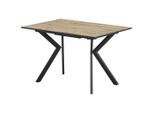 Möbelix , Schwarz, Eichefarben , Metall, Holzwerkstoff , rechteckig , 120-160x76x80 cm , Esszimmer, Esszimmertische, Esstische, Holztische, Esstische Holz