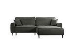 Mid.you , Dunkelgrau , Textil , Kiefer , Füllung: Polyurethan (PUR),Polyurethan (Pur) , Ottomane rechts, L-Form , 263x183 cm , Made in EU ,
