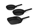 Möbelix , Schwarz , Metall , antihaftbeschichtet , Kochen & Essen, Pfannen, Pfannensets