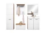 Luca Bessoni , Weiß, Eichefarben , Holzwerkstoff , 1 Schubladen , 207x204.2x37.1 cm , Garderobe, Garderoben-Set