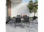 Beldano , Grau, Schwarz, Dunkelgrau , Metall, Glas, Textil , 50x90x82 cm , UV-beständig, wetterfest , Gartenmöbel, Gartenmöbel-Sets, Gartengarnituren