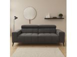 2-Sitzer DOMO COLLECTION "Trento, mit Kufenfuß oder Einzelfuß", grau (dunkelgrau), B:208cm H:79cm T:104cm, 92% Polyester, 8% Nylon, Sofas, 2-Sitzer, whlw. verstellbare Kopfteile, passend für gängige Saugroboter