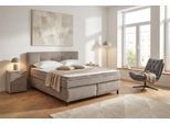 Boxspringbett JOCKENHÖFER GRUPPE "Capello, 7-Zonen-TTFK-Matratze", taupe 412, 18, B:191cm L:212cm, Bezug Bett: Flachgewebe (100% Polyester);Topper und Matratzenspiegel: 100% Polyester, Komplettbetten, Boxspringbett, KS-Topper, 160x200 cm oder 180x200 cm, verschiedene Härtegrade wählbar