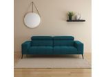 2-Sitzer DOMO COLLECTION "Trento, mit Kufenfuß oder Einzelfuß", blau (dunkelblau), B:208cm H:79cm T:104cm, 100% Polyester, Sofas, 2-Sitzer, whlw. verstellbare Kopfteile, passend für gängige Saugroboter
