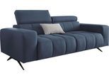 2-Sitzer DOMO COLLECTION "Trento, mit Kufenfuß oder Einzelfuß", blau (dunkelblau), B:208cm H:79cm T:104cm, 100% Polyester, Sofas, 2-Sitzer, whlw. verstellbare Kopfteile, passend für gängige Saugroboter