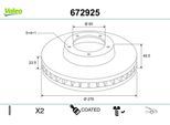 VALEO Bremsscheibe 672925 Vorderachse belüftet 276mm 24mm für VW