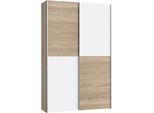 Wäscheschrank FORTE "Ozzula, Mehrzweckschrank, Schwebetürenschrank, Garderobenschrank", weiß (sonoma eiche, weiß), B:120,1cm H:190,5cm T:41,6cm, FSC-zertifizierter Holzwerkstoff, Schränke, Wäscheschrank, FSC zertifiziert, variable Inneinteilung, 42cm tief, Made in Europe