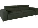 2-Sitzer DOMO COLLECTION "Trento, mit Kufenfuß oder Einzelfuß", grün, B:238cm H:79cm T:104cm, 100% Polyester, Sofas, 2-Sitzer, whlw. verstellbare Kopfteile, passend für gängige Saugroboter