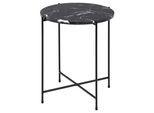 Beistelltisch ACTONA GROUP "Avila", schwarz (schwarz, schwarz künstlicher marmor), B:42cm H:45cm T:42cm, Tische, Beistelltisch, Ecktisch, rund, Tischplatte aus Marmorstein, T: 52 cm