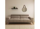2-Sitzer DOMO COLLECTION "Trento, mit Kufenfuß oder Einzelfuß", grau (stone), B:208cm H:79cm T:104cm, 100% Polyester, Sofas, 2-Sitzer, whlw. verstellbare Kopfteile, passend für gängige Saugroboter