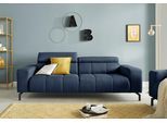 2,5-Sitzer DOMO COLLECTION "Cunelli, moderne Sitznähte als Designelement, fester Sitzkomfort", blau (dunkelblau), B:238cm H:79cm T:104cm, Sofas, 2 5-Sitzer, whlw. verstellbare Kopfteile, passend für gängige Saugroboter