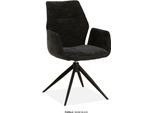 Esszimmerstuhl OMG DESIGN "Puebla", schwarz, schwarz, schwarz, B:55,5cm H:91,5cm T:63,5cm, Polyester, Stühle, Esszimmerstuhl, Drehstuhl mit auto-return, Armlehnenstuhl
