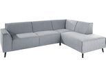 Ecksofa DOMO COLLECTION "Amora, inkl. Federkern für mehr Sitzkomfort, Breite 263cm, L-Form", silber, B:263cm H:81cm T:191cm, Struktur (100% Polyester);Struktur grob (100% Polyester);Luxus-Microfaser (100% Polyester), Sofas, Ecksofa, Komfortsitzhöhe 47 cm, Fußhöhe passend für gängige Saugroboter