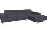 Ecksofa DOMO COLLECTION "Trento L-Form, mit Kufenfuß oder Einzelfuß", grau (dunkelgrau), B:287cm H:79cm T:175cm, 92% Polyester, 8% Nylon, Sofas, Ecksofa, whlw. verstellbare Kopfteile, passend für gängige Saugroboter