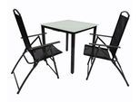 Garten-Essgruppe VCM "3-tlg Sitzgruppe Gartenmöbel Tisch Stühle Set 80M", schwarz, B:80cm T:80cm, Obermaterial: 100% Metall MT., Sitzmöbel-Sets, Garten-Essgruppe