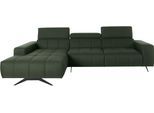 Ecksofa DOMO COLLECTION "Trento L-Form, mit Kufenfuß oder Einzelfuß", grün, B:287cm H:79cm T:175cm, 100% Polyester, Sofas, Ecksofa, whlw. verstellbare Kopfteile, passend für gängige Saugroboter