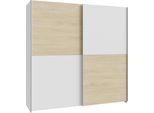 Schwebetürenschrank FORTE "2 Schiebetüren, Made in Europe, stabil und zeitlos", weiß (weiß, eichefarben), B:190,1cm H:190,5cm T:61,2cm, Holzwerkstoff, Schränke, Schwebetürenschrank, in verschiedenen Farben und Breiten