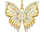 Schmetterlingsanhänger THOMAS SABO "Butterfly Paradise Anhänger", gold (gelbgoldfarben, weiß, weiß), Schmuckanhänger, Damen, Silber 925 (recycelt), 11,05 g, mit Zirkonia (synth.)
