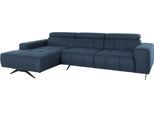 Ecksofa DOMO COLLECTION "Trento L-Form, mit Kufenfuß oder Einzelfuß", blau (dunkelblau), B:287cm H:79cm T:175cm, 100% Polyester, Sofas, Ecksofa, whlw. verstellbare Kopfteile, passend für gängige Saugroboter