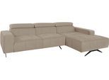 Ecksofa DOMO COLLECTION "Trento L-Form, mit Kufenfuß oder Einzelfuß", grau (taupe), B:287cm H:79cm T:175cm, 92% Polyester, 8% Nylon, Sofas, Ecksofa, whlw. verstellbare Kopfteile, passend für gängige Saugroboter