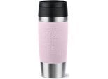 Thermobecher EMSA "Travel Mug Classic, mit 360-Trinköffnung, auslaufsicher, rutschfest", pink (pastell, pink), H:20,4cm Ø:8,2cm, Edelstahl, Kunststoff, Silikon, Trinkgefäße, Thermobecher, 4h heiß, 8h kalt - 360 ml / 6h heiß, 12h kalt - 500 ml, 100% dicht
