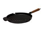 Grillpfanne RONNEBY BRUK "Maestro, Pfanne, Ø 25 cm, mit Holzgriff", schwarz, mit eichenholzgriff, B:25cm H:7,5cm L:51cm, Pfannen