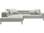 Ecksofa HOME AFFAIRE "Claya, 311 cm breit, L-Form, inkl. Kopfteilverstellung", grau (light, grau), B:311cm H:71cm T:219cm, 88% Polyester, 12% Polyacryl, Sofas, Ecksofa, mit elektrischem Sitzvorzug im Hauptelement