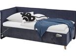Kinderbett MEISE.MÖBEL "FUN II", blau (dunkelblau, dunkelblau), B:103cm L:215cm, Betten, Kinderbett, Polsterbett wahlweise mit Bettkasten, Jugendbett inkl. USB-Anschluss