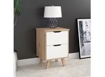 Nachtkommode FORTE "Vankka", weiß (planken eiche, weiß), B:45cm H:63,9cm T:42cm, Sideboards, Nachtkommode, mit Griffmulde und Vierkantfüßen